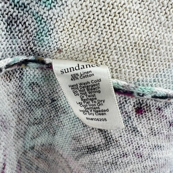 Sundance Paisley Print Linen Cotton Blend Cardigan Tie Front Sweater Small - Picture 5 of 8